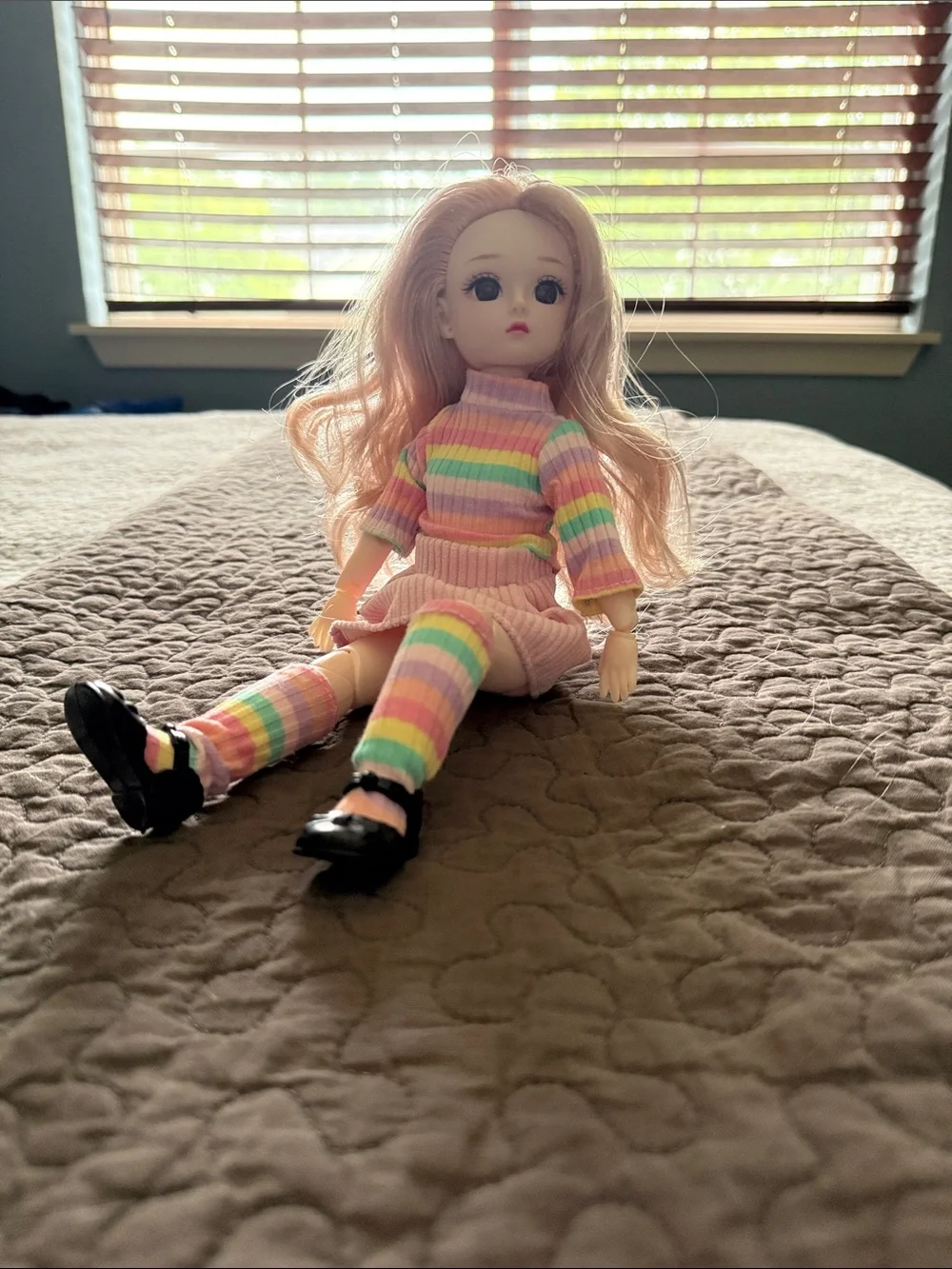 Pastel Rainbow Striped Doll Outfit in Pink - Kids Toys Dolls & Accessories
